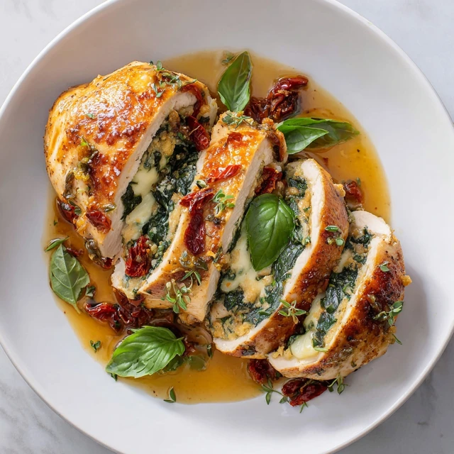 Sundried Tomato, Spinach, and Cheese Stuffed Chicken