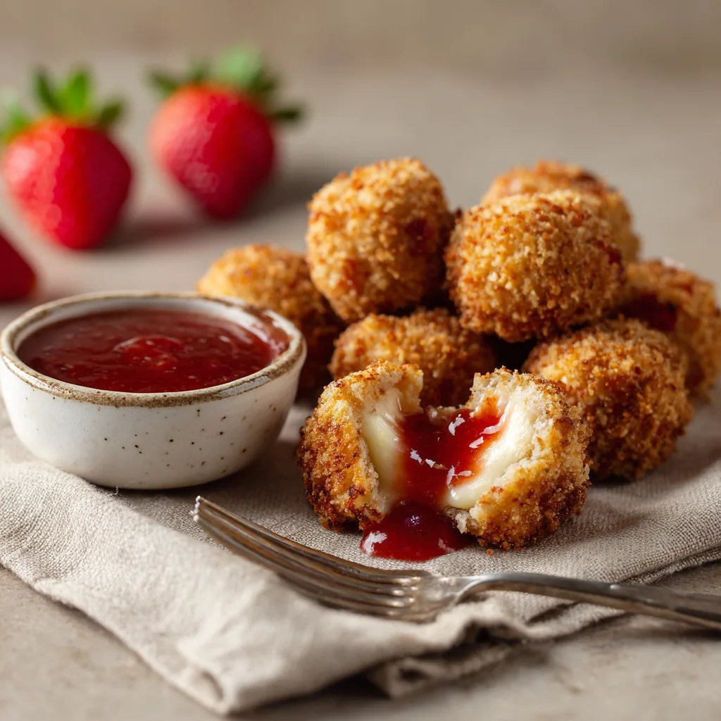 Crispy Strawberry Cheesecake Bites 🍓✨