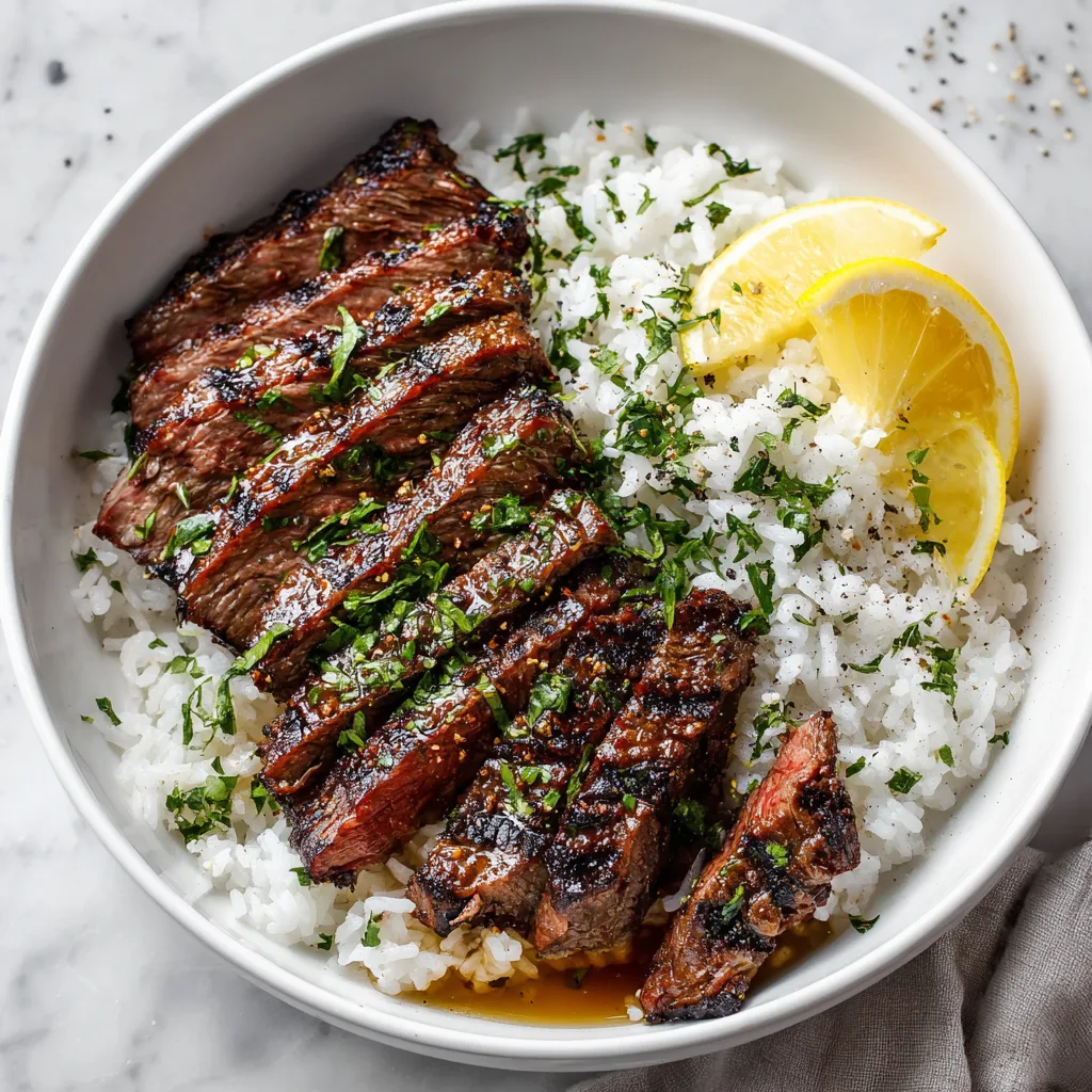 Juicy Grilled Steak Rice Bowl 🥩🍋