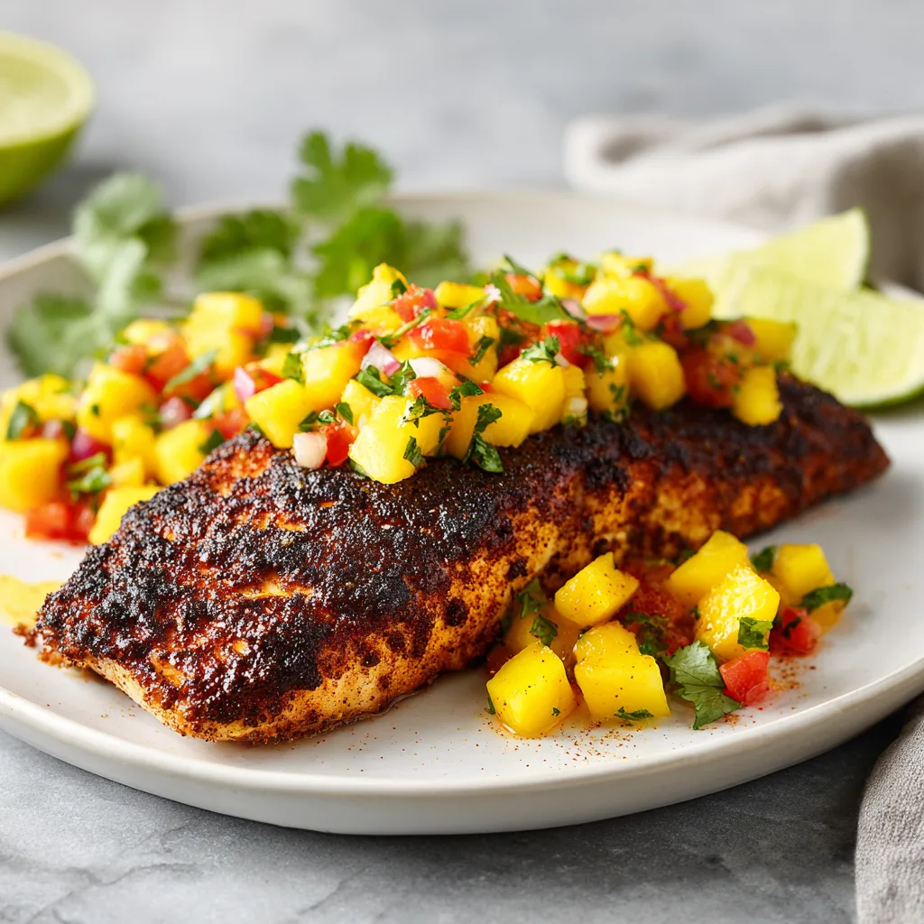 Spicy Blackened Mahi & Mango Salsa 🥭🔥