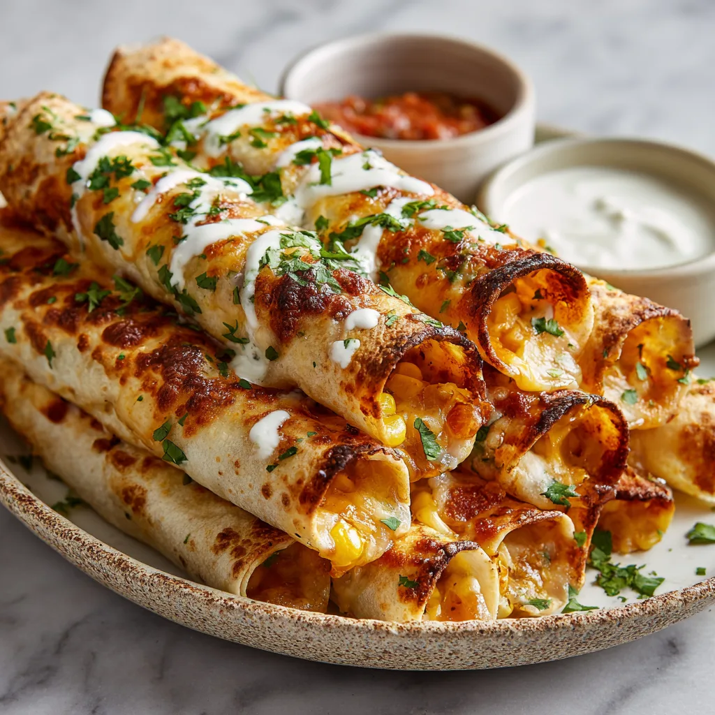 Cheesy Chicken Corn Taquitos 🌽🧀