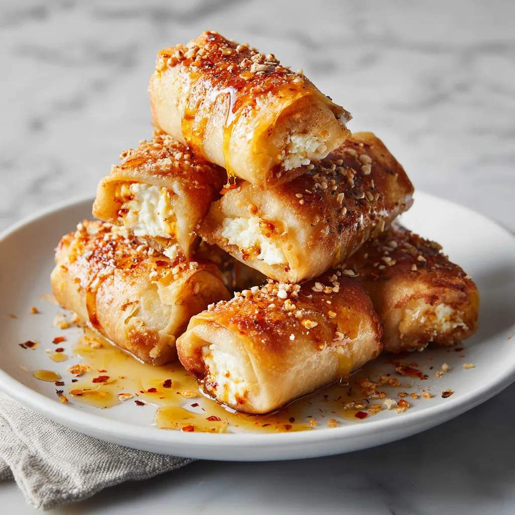 Crispy Honey Feta Rolls 🍯🌶️