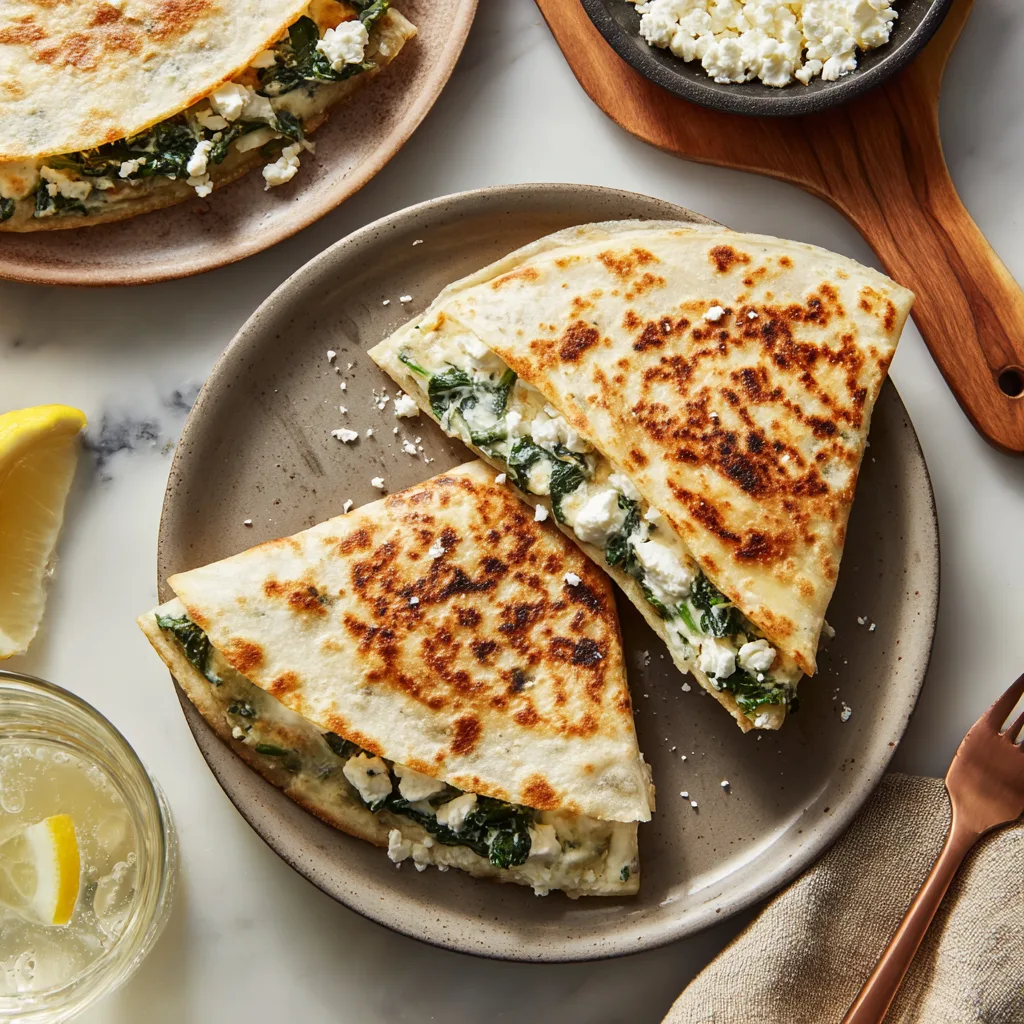 Crispy Spinach Feta Quesadillas 🥙🧀