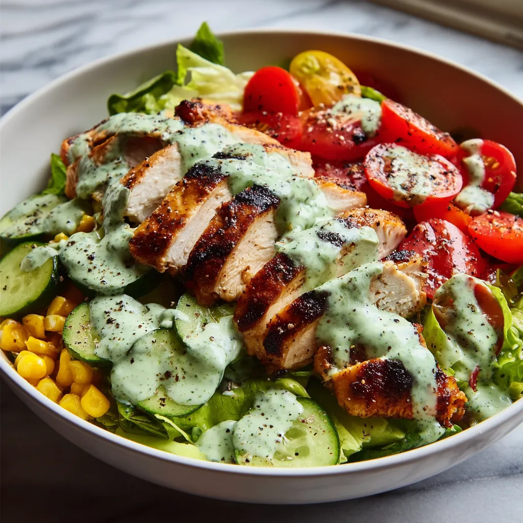Grilled Chicken Salad with Creamy Green Dressing 🥑🥗