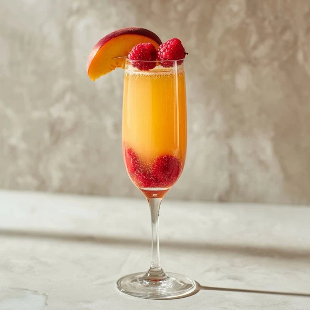 Peach Raspberry Valentine’s Mimosa with a Sweet Twist