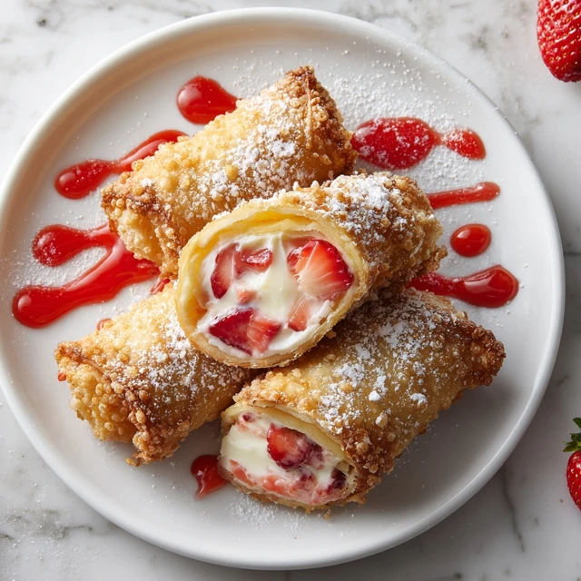 Strawberry Cheesecake Stuffed Eggrolls: Crispy Dessert with Creamy Berry Filling