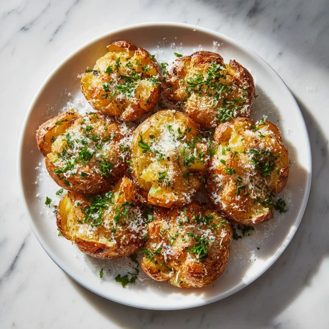 Crispy Smashed Potatoes with Garlic Parmesan: Crunchy, Flavor-Packed Side Dish