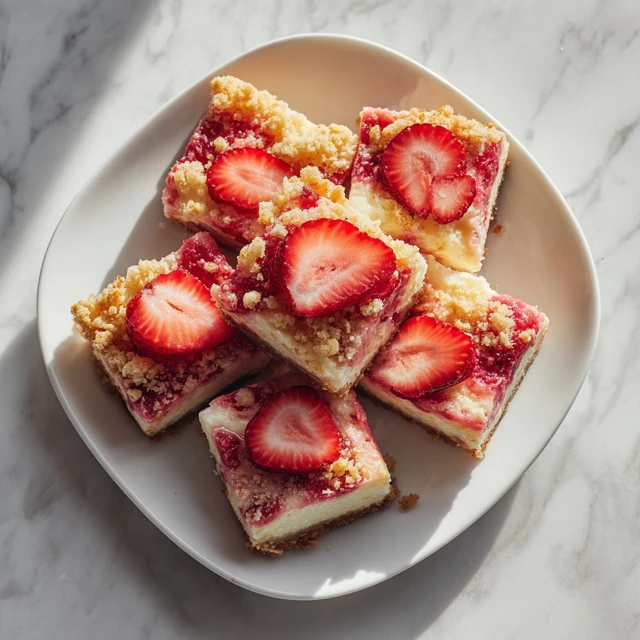 Strawberry Crunch Cheesecake Bars – A Creamy No-Bake Dessert with a Perfect Crunch
