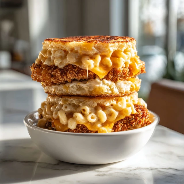 Crispy Chicken Mac & Cheese Burger Stack Recipe (Ultimate Cheesy Crunch Explosion)
