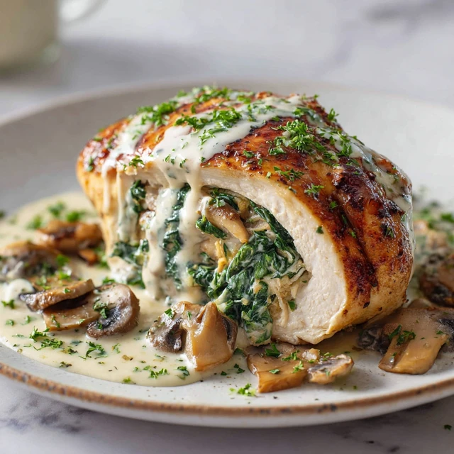Creamy Spinach & Mushroom Stuffed Chicken: A Juicy, Flavor-Packed Dinner