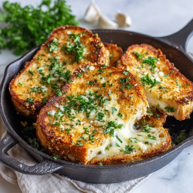Triple Cheese Garlic Butter Grilled Cheese Skillet Melt – The Ultimate Comfort Food