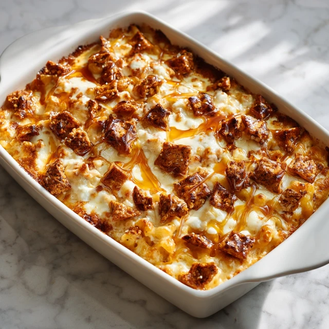 Hot Honey Pretzel Chicken Mac & Cheese Crunch Bake (Sweet Heat Comfort Casserole)