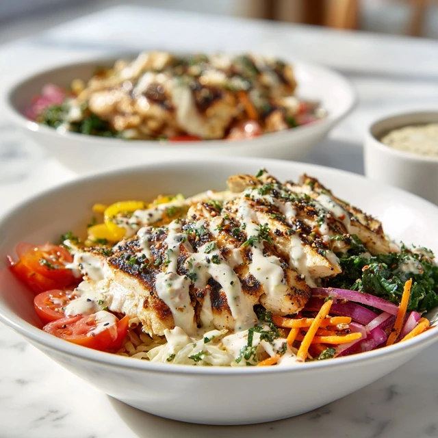 Mediterranean Chicken Bowl with Lemon Garlic Sauce – A Fresh and Healthy Flavor-Packed Meal