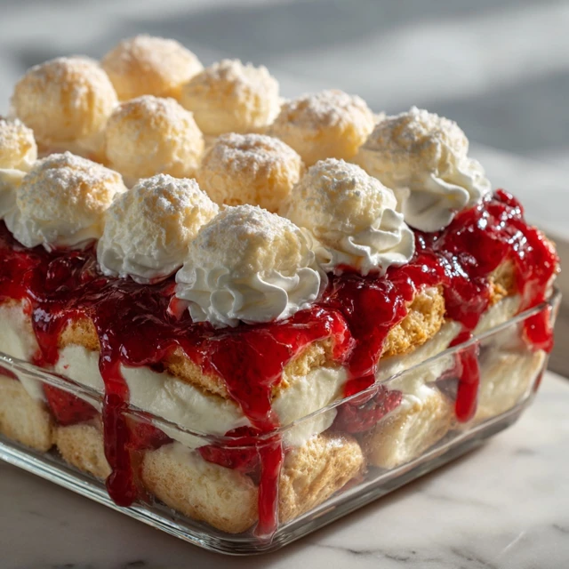 Strawberry Cheesecake Cream Puff Icebox Cake – No-Bake Creamy Layered Dessert