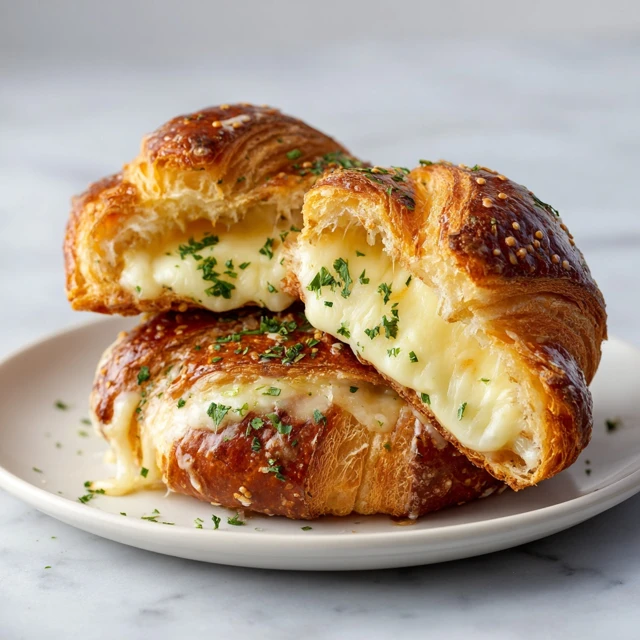 Triple Cheese Garlic Butter Grilled Cheese Stuffed Pretzel Croissant