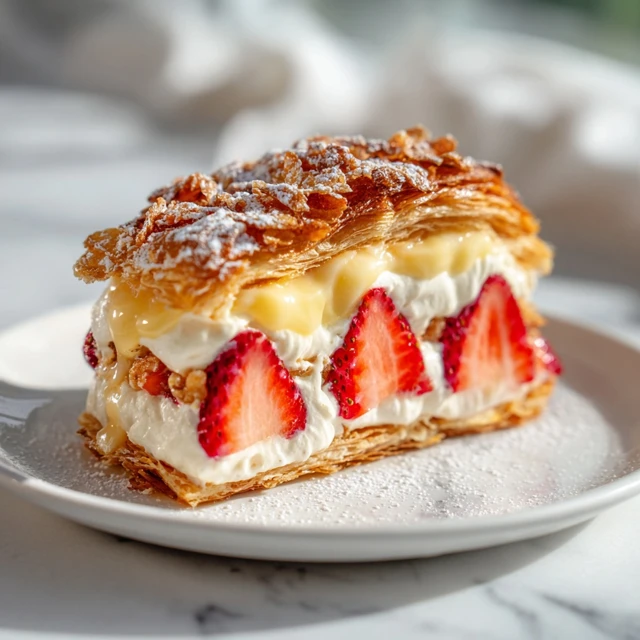 Strawberry Shortcake Custard Cream Croissant Stack