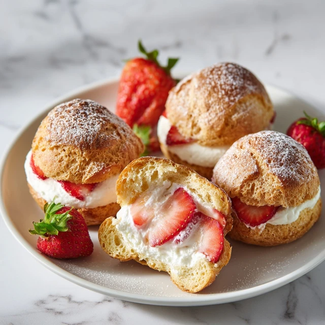 Strawberry Shortcake Cream Filled Choux Buns – Light, Airy & Irresistible