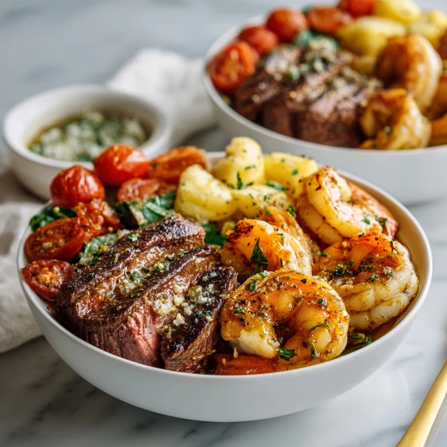 Garlic Butter Shrimp & Steak Surf and Turf Bowl: A Restaurant-Style Meal at Home