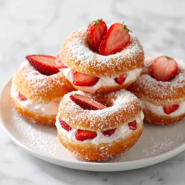Strawberry Cream Filled French Toast Donut Rings